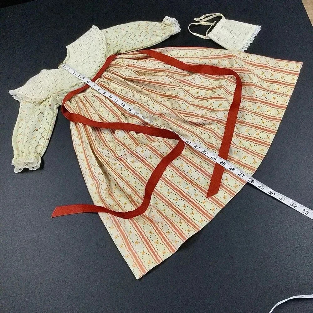 Brushworks Girls Vintage Peter Pan Collar Eyelet Trim Mini Dress w/ Pouch purse - Picture 4 of 10